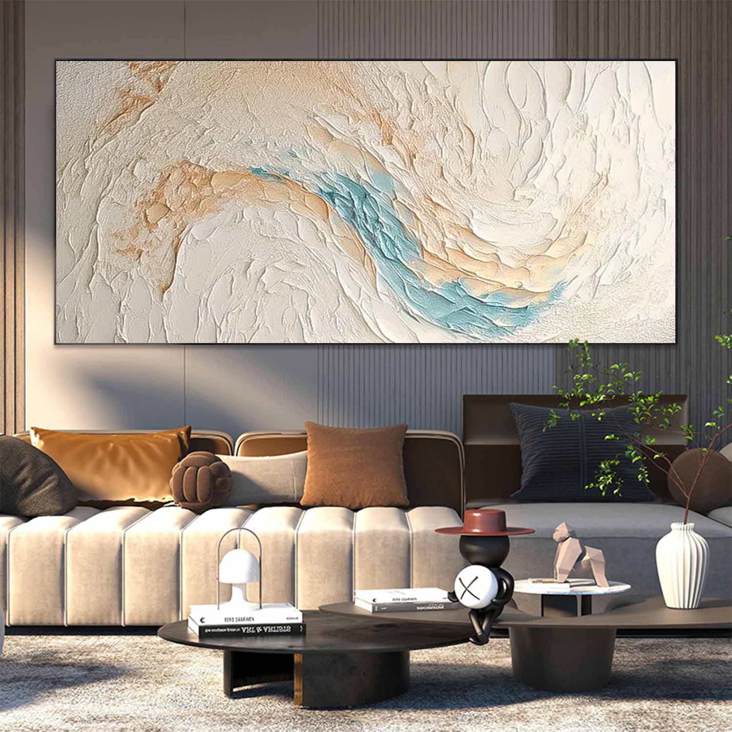 Beach & Ocean Canvas Oil Painting Wall Art Decor #BEC020 45''x 90'' 114 x 229 CM