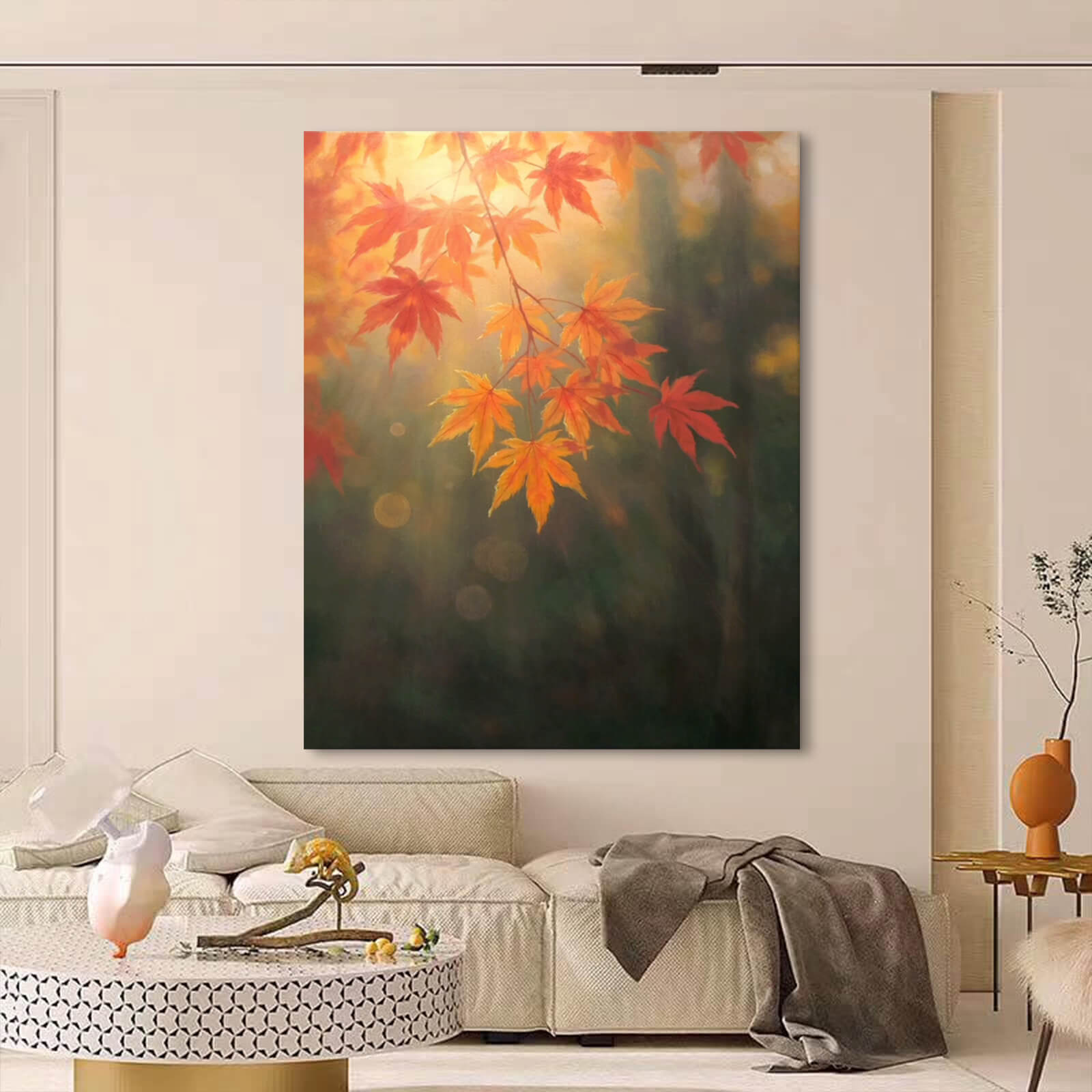 Autumn Maple Leaves Canvas Oil Painting Home Wall Decor #GLF1790