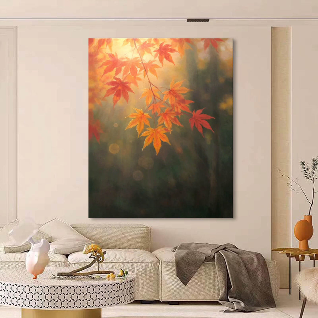 Autumn Maple Leaves Canvas Oil Painting Home Wall Decor #GLF1790