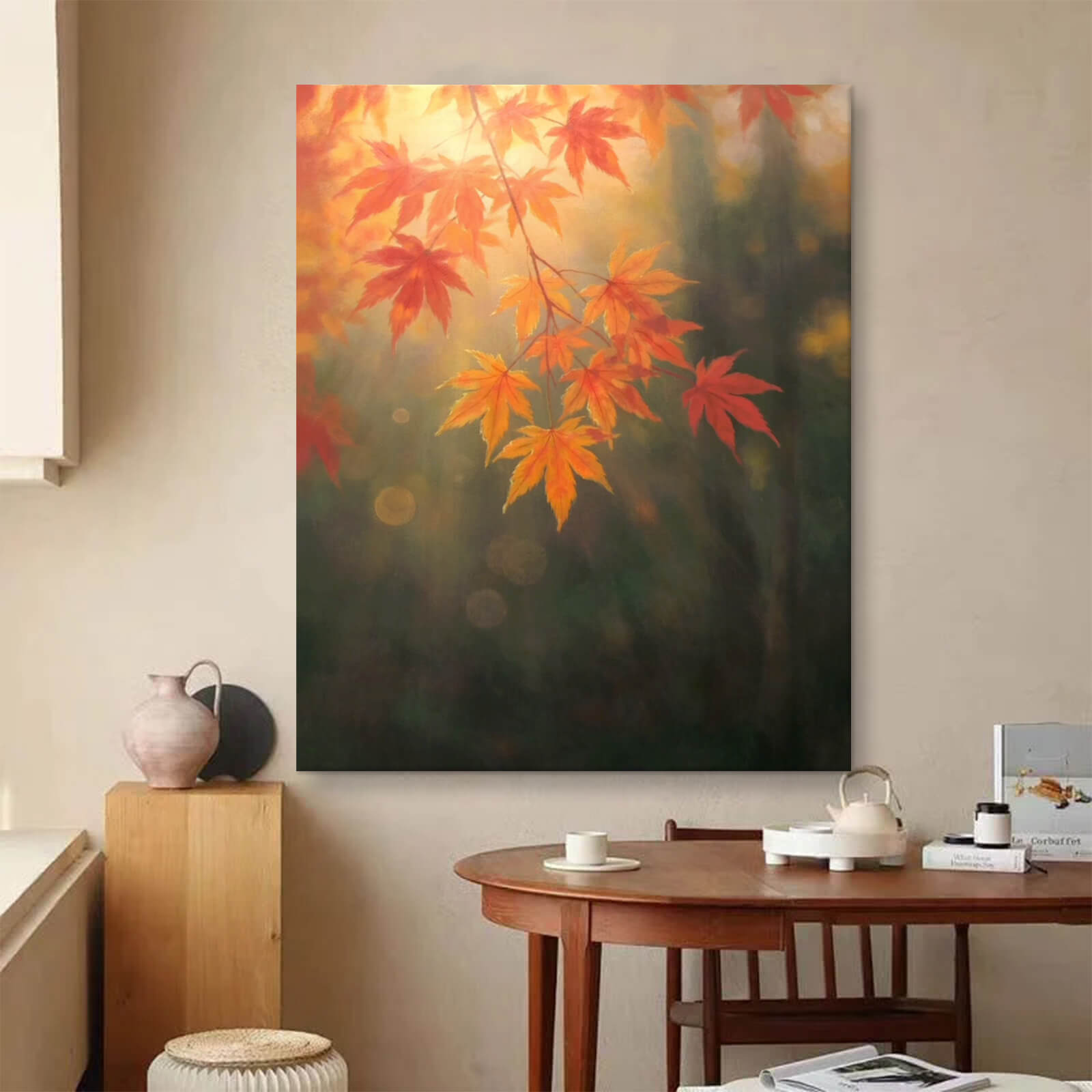 Autumn Maple Leaves Canvas Oil Painting Home Wall Decor #GLF1790