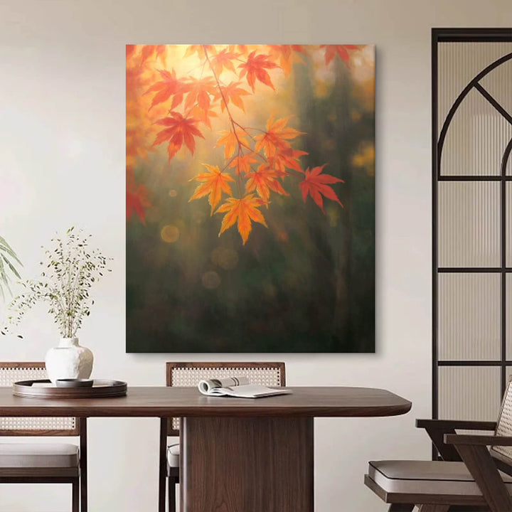 Autumn Maple Leaves Canvas Oil Painting Home Wall Decor #GLF1790