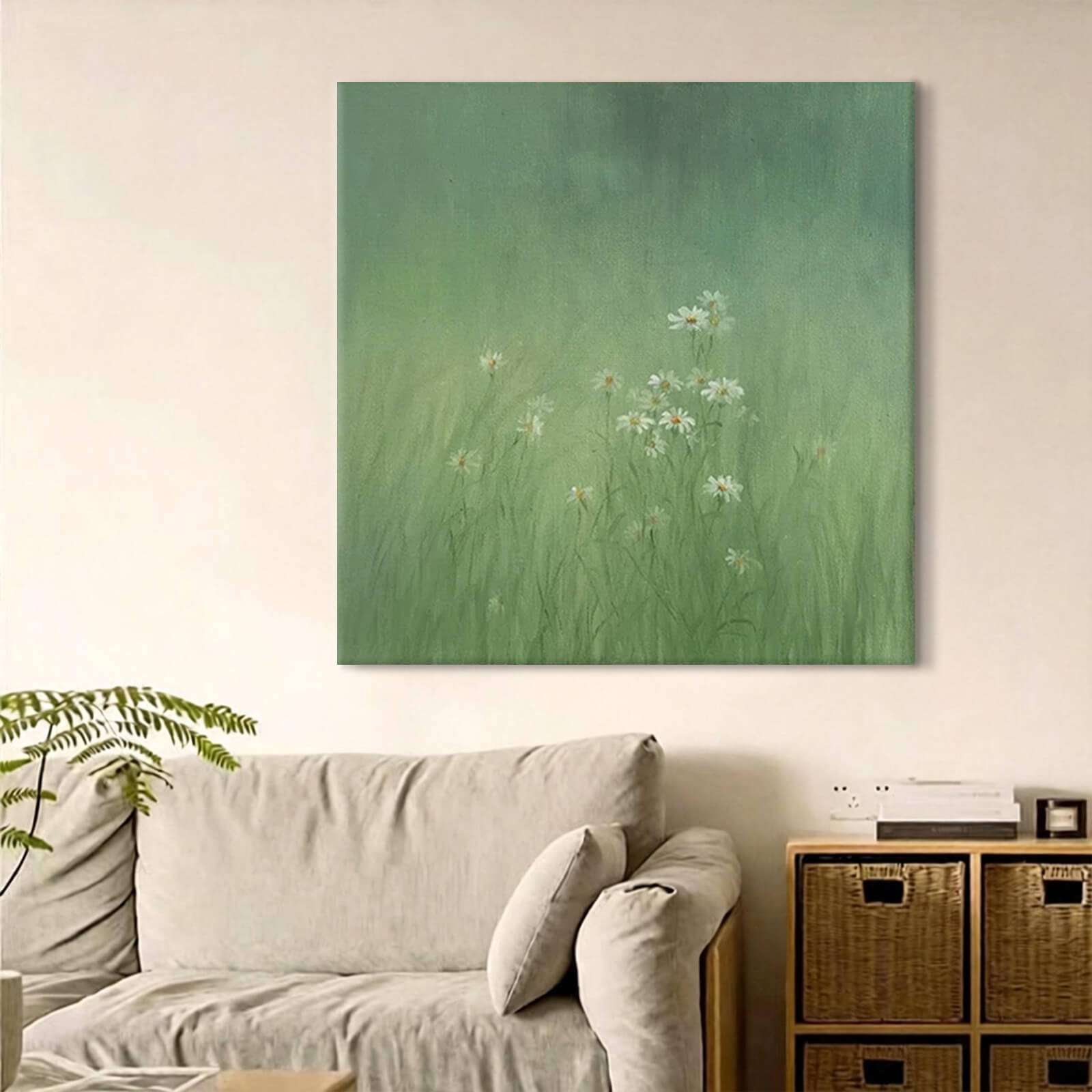 Daisy Green Canvas Oil Painting Artwork for Walls Decor #GLF1787