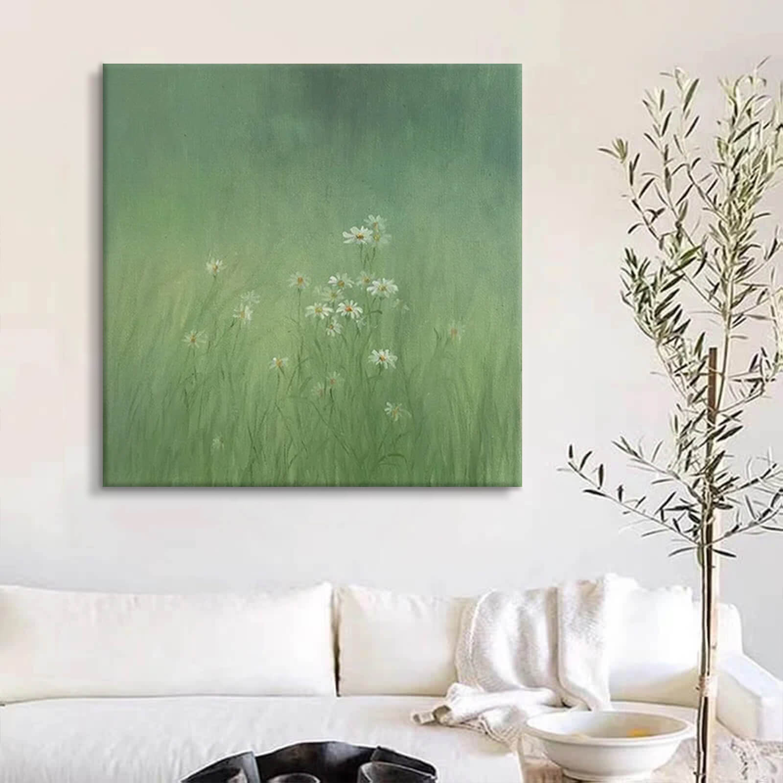 Daisy Green Canvas Oil Painting Artwork for Walls Decor #GLF1787