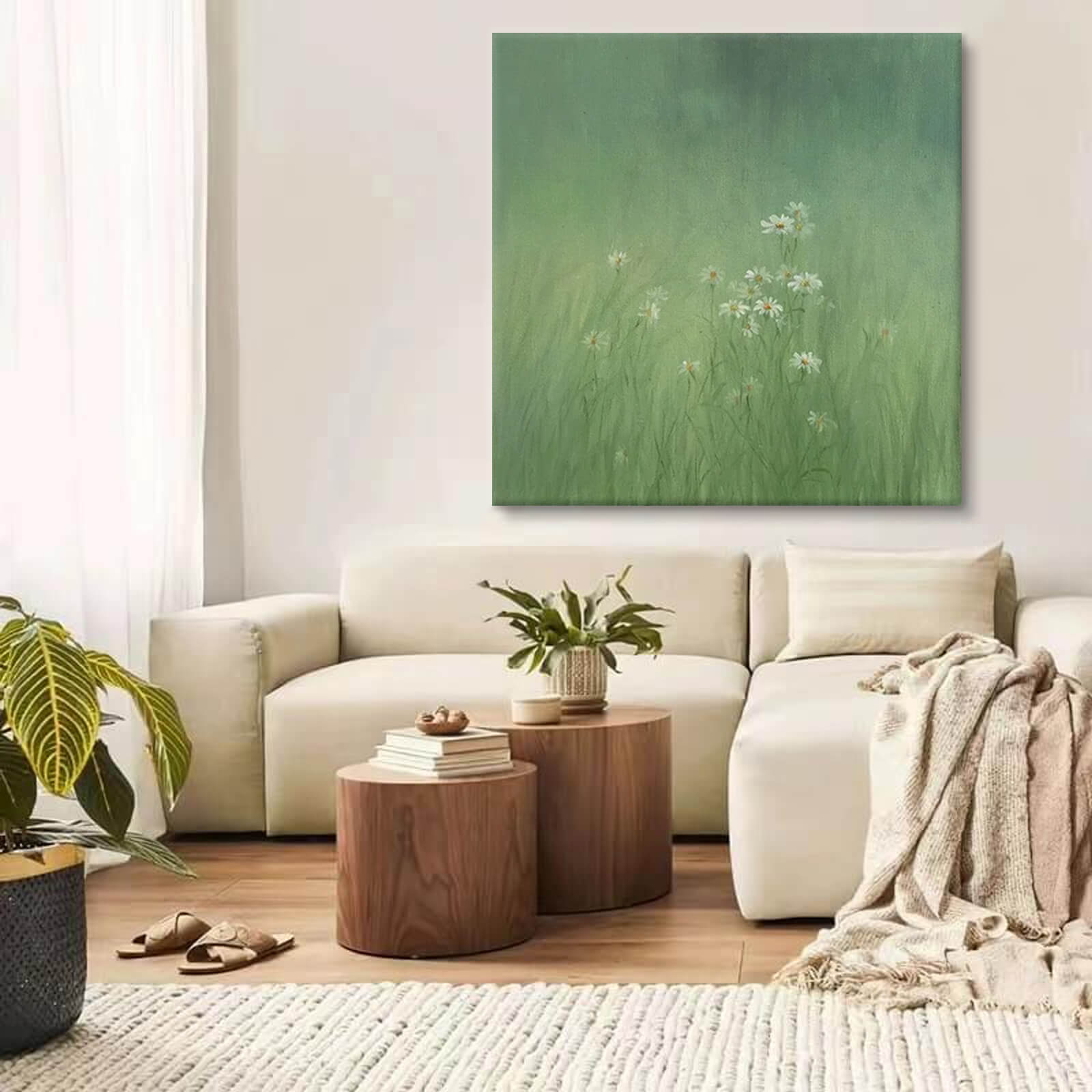 Daisy Green Canvas Oil Painting Artwork for Walls Decor #GLF1787