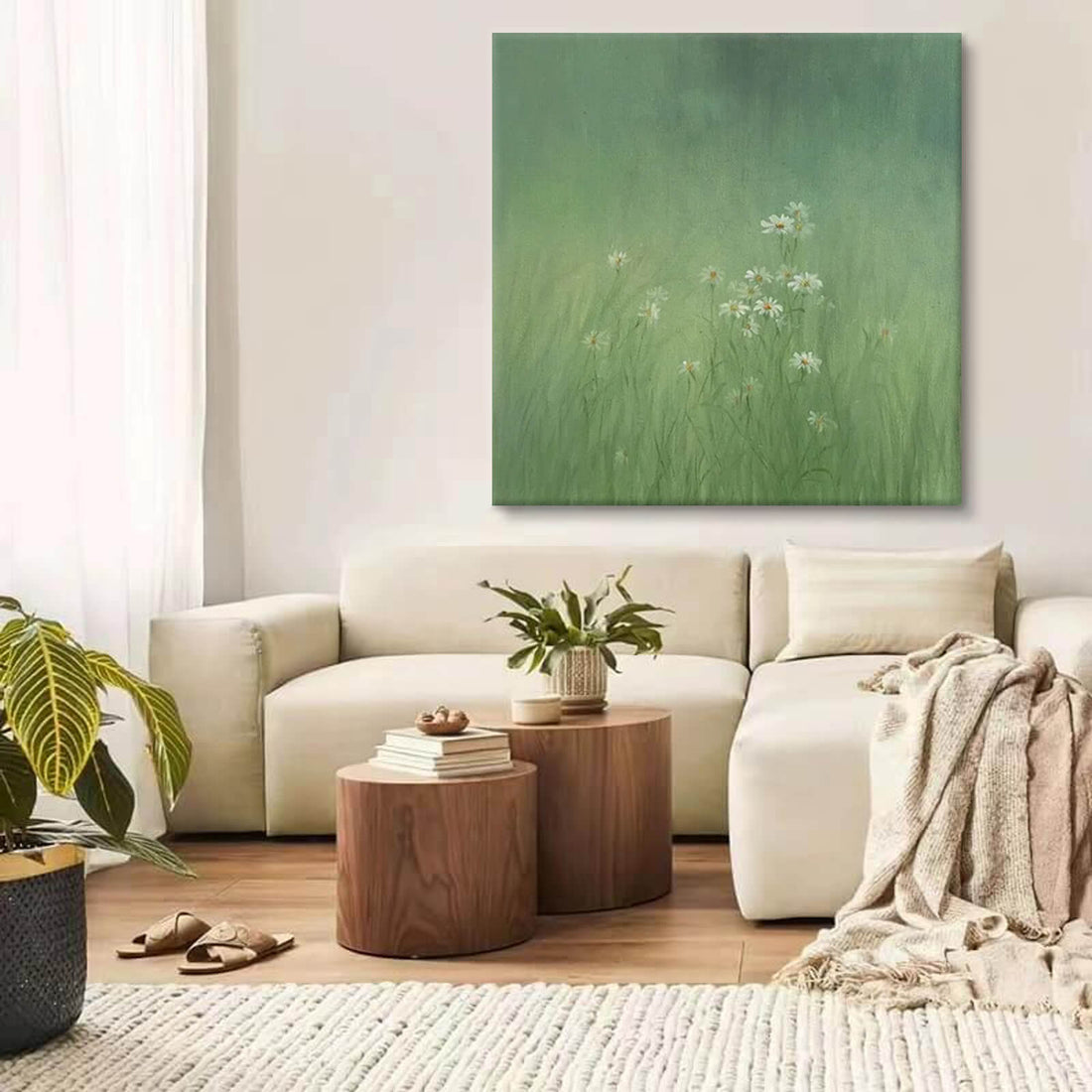 Daisy Green Canvas Oil Painting Artwork for Walls Decor #GLF1787