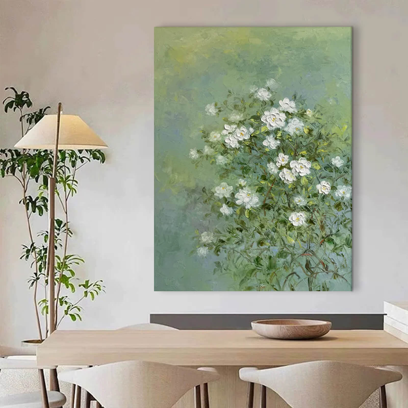 White Flower Canvas Oil Painting Wall Art Decor #GLF1788