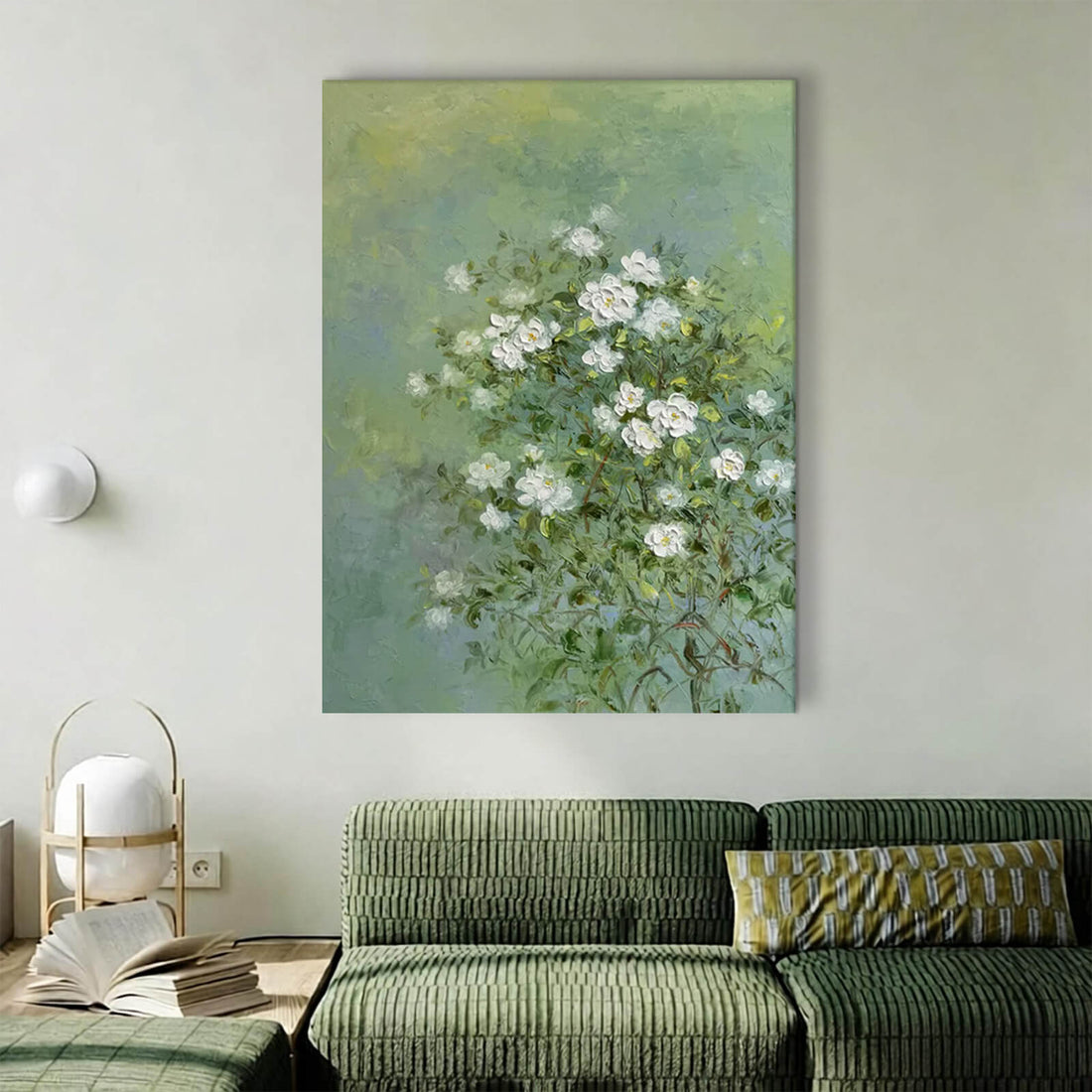 White Flower Canvas Oil Painting Wall Art Decor #GLF1788