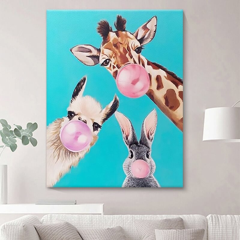 Cute Animals Canvas Oil Painting Wall Art Decor #ANM1760