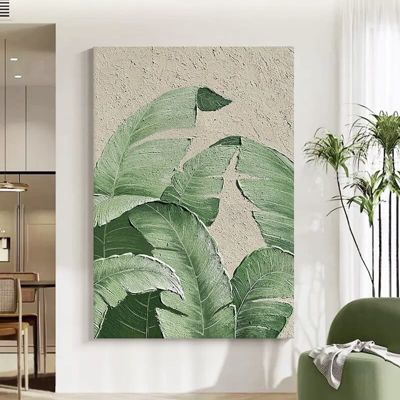 Green Leaves Canvas Oil Painting Wall Art Decor #GLF1766