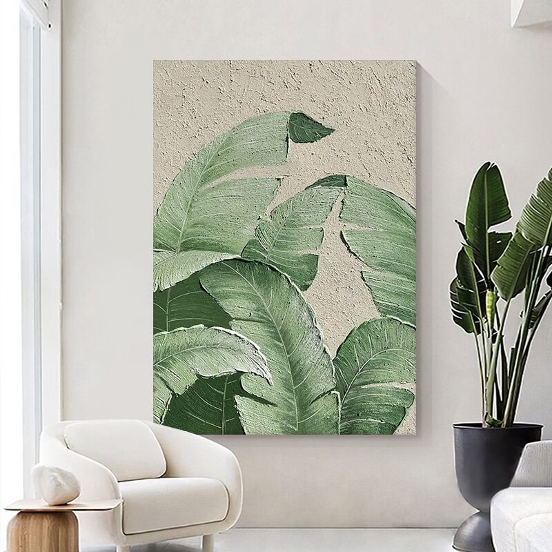Green Leaves Canvas Oil Painting Wall Art Decor #GLF1766