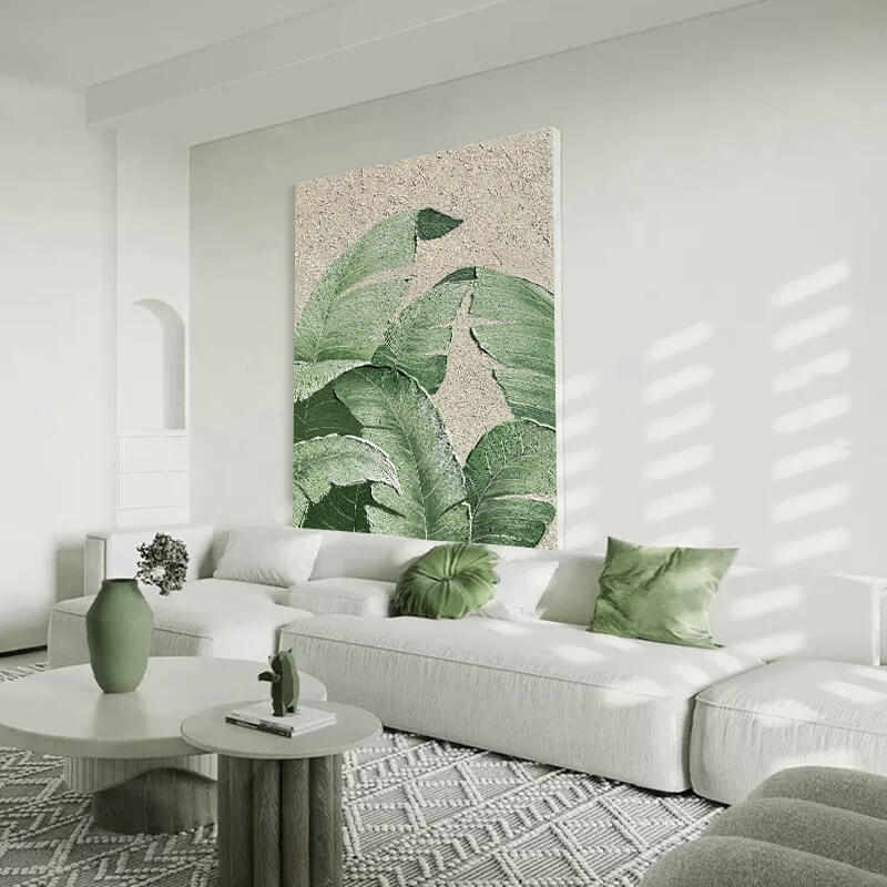 Green Leaves Canvas Oil Painting Wall Art Decor #GLF1766