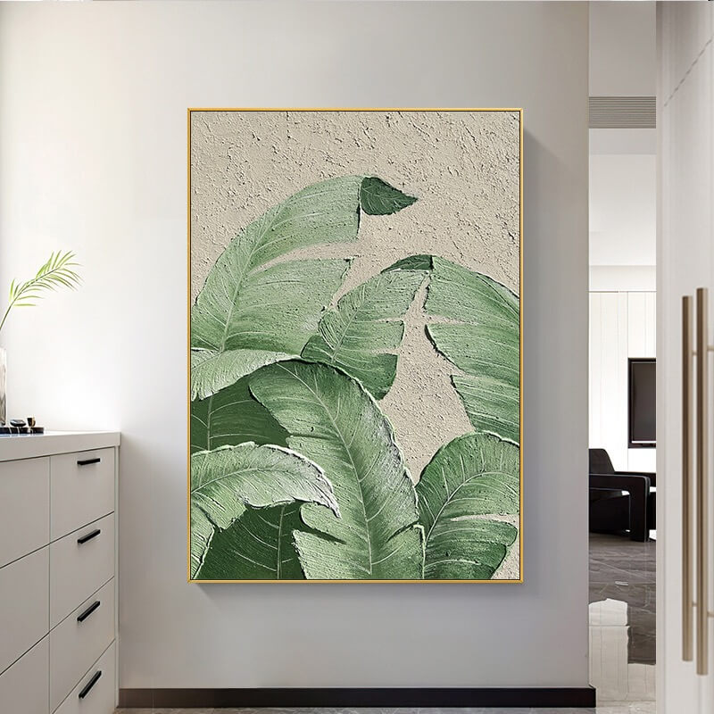 Green Leaves Canvas Oil Painting Wall Art Decor #GLF1766
