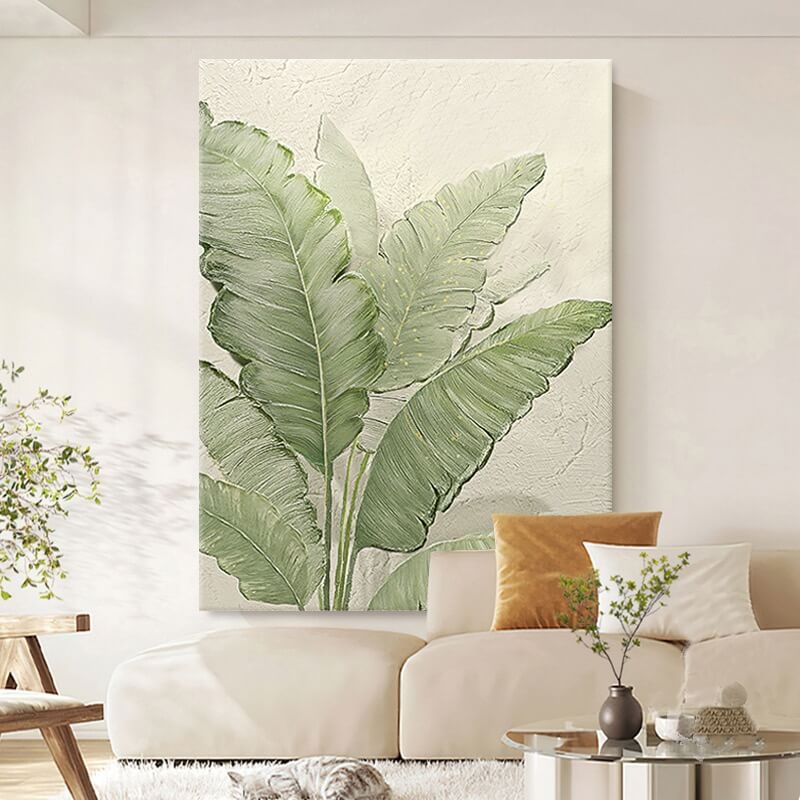 Green Leaves Canvas Oil Painting Wall Art Decor #GLF1772