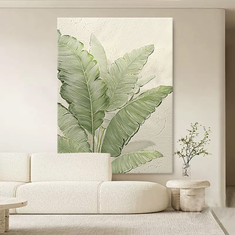 Green Leaves Canvas Oil Painting Wall Art Decor #GLF1772