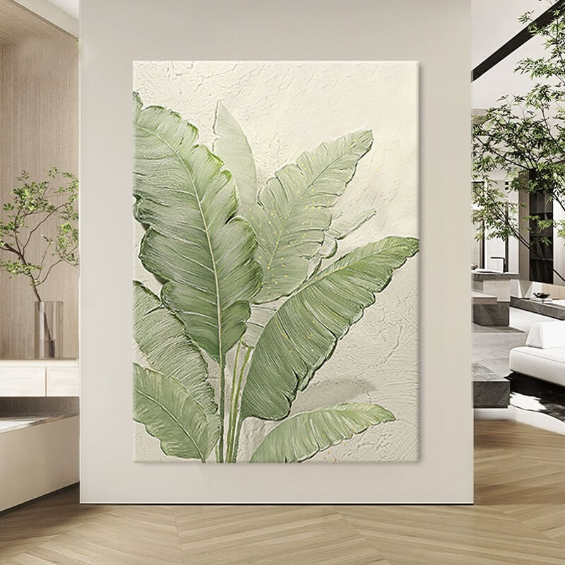 Green Leaves Canvas Oil Painting Wall Art Decor #GLF1772