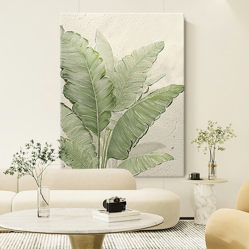 Green Leaves Canvas Oil Painting Wall Art Decor #GLF1772
