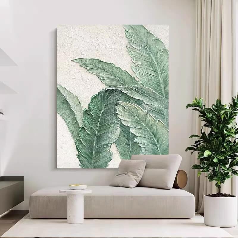 Green Leaves Canvas Oil Painting Wall Art Decor #GLF1773