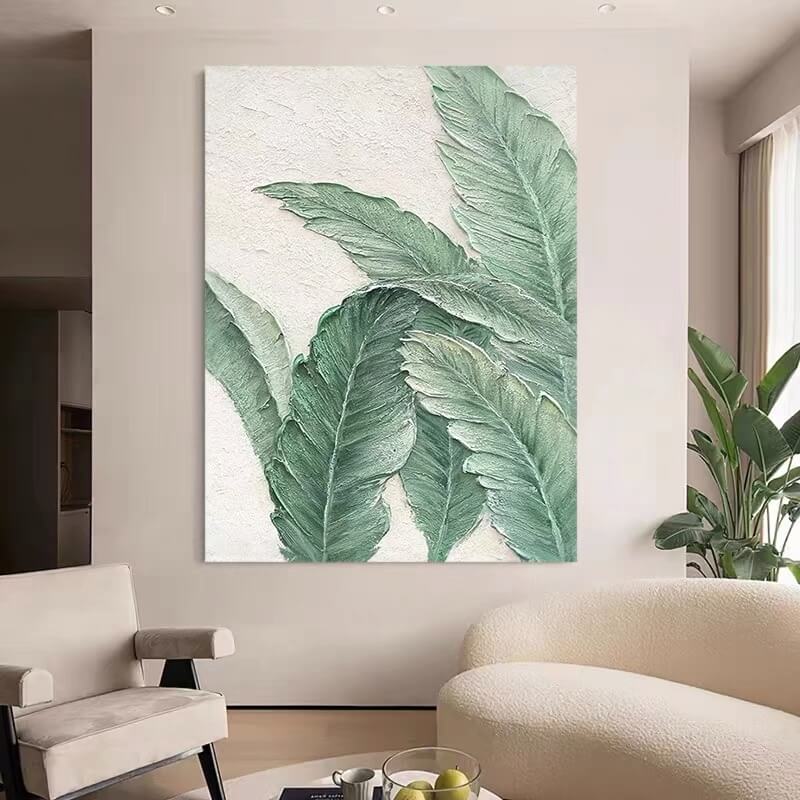 Green Leaves Canvas Oil Painting Wall Art Decor #GLF1773