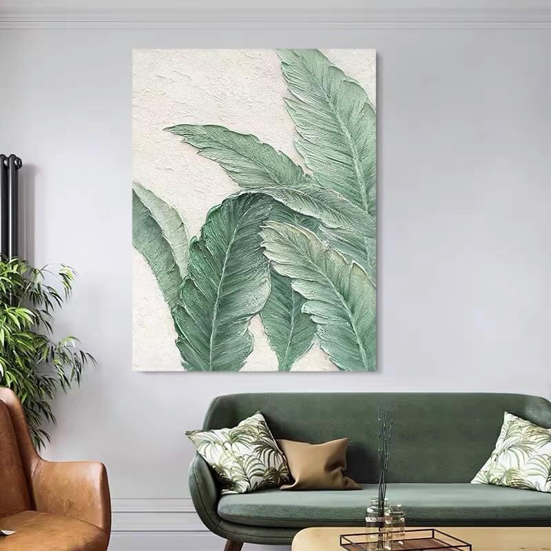 Green Leaves Canvas Oil Painting Wall Art Decor #GLF1773