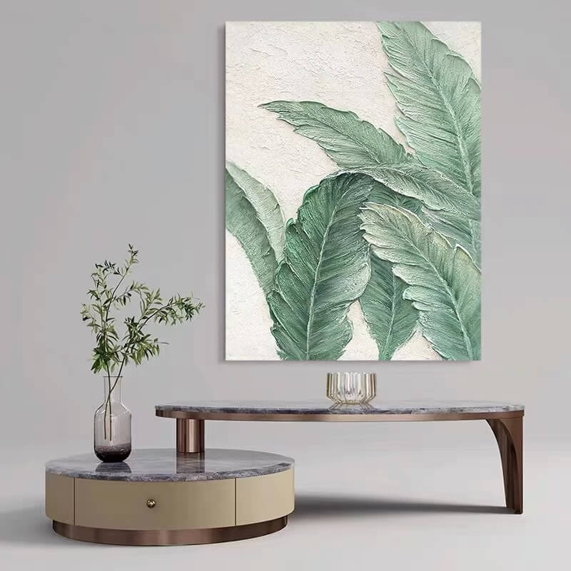 Green Leaves Canvas Oil Painting Wall Art Decor #GLF1773