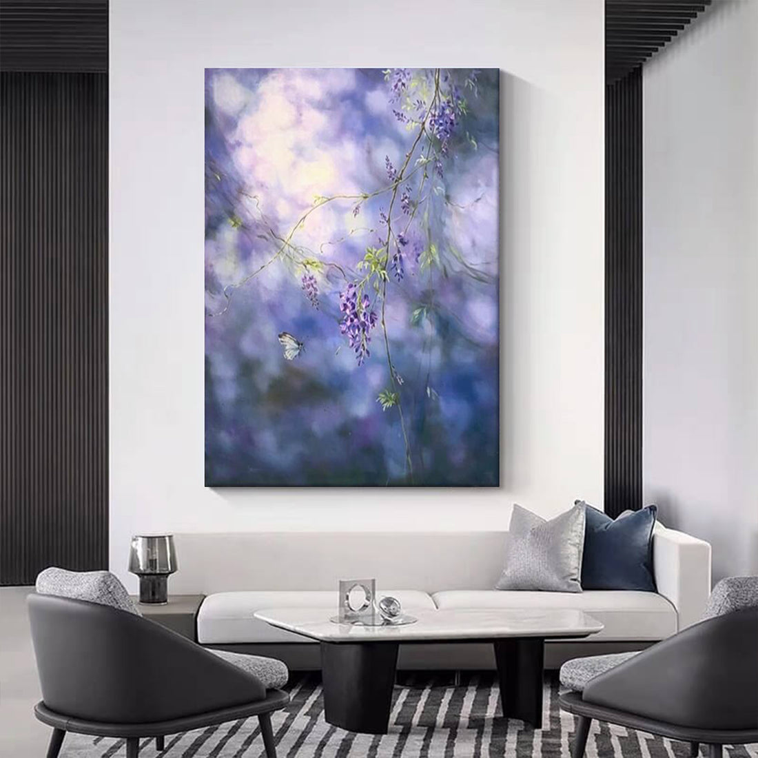 Purple Flower Canvas Oil Painting Wall Art Decor #GLF1780