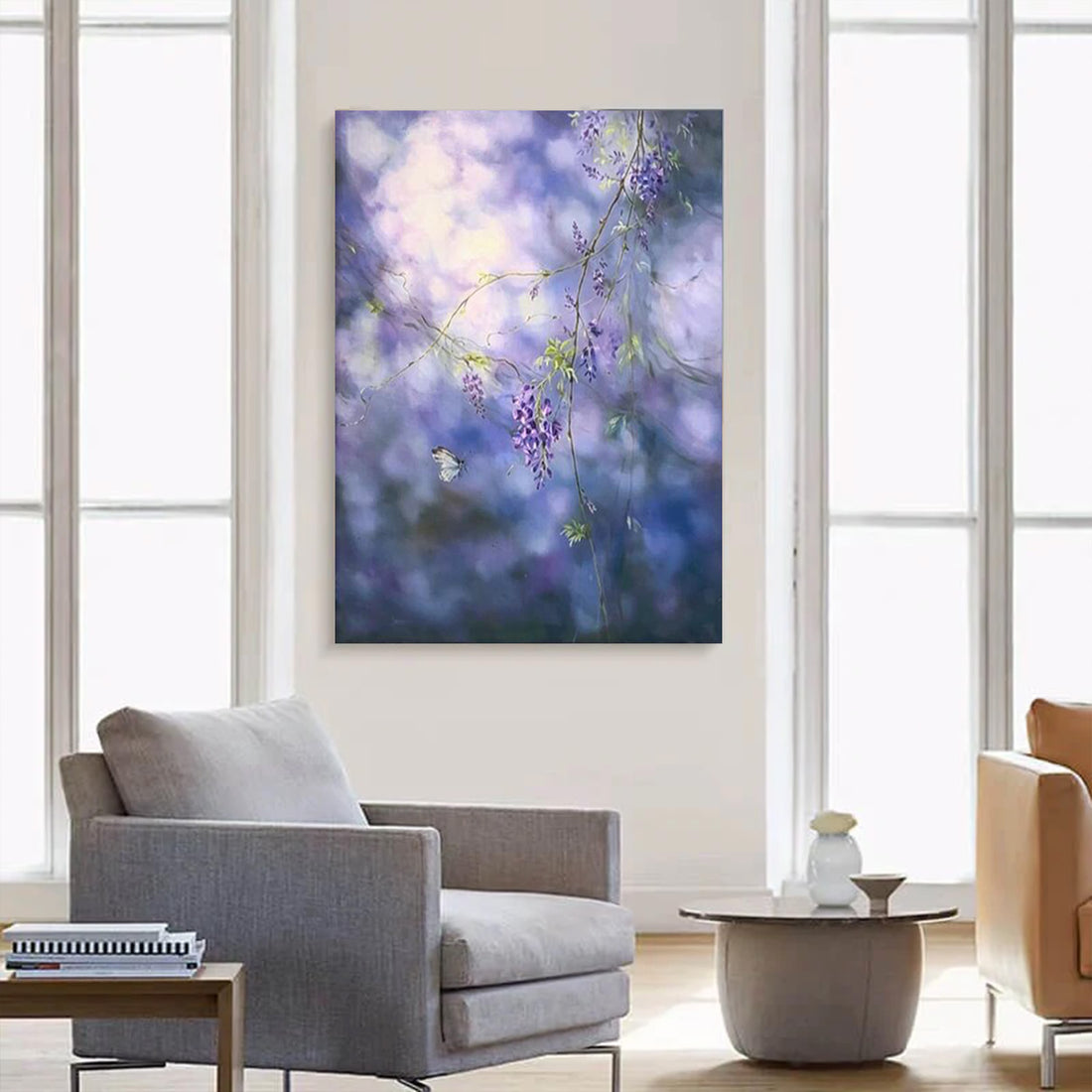 Purple Flower Canvas Oil Painting Wall Art Decor #GLF1780