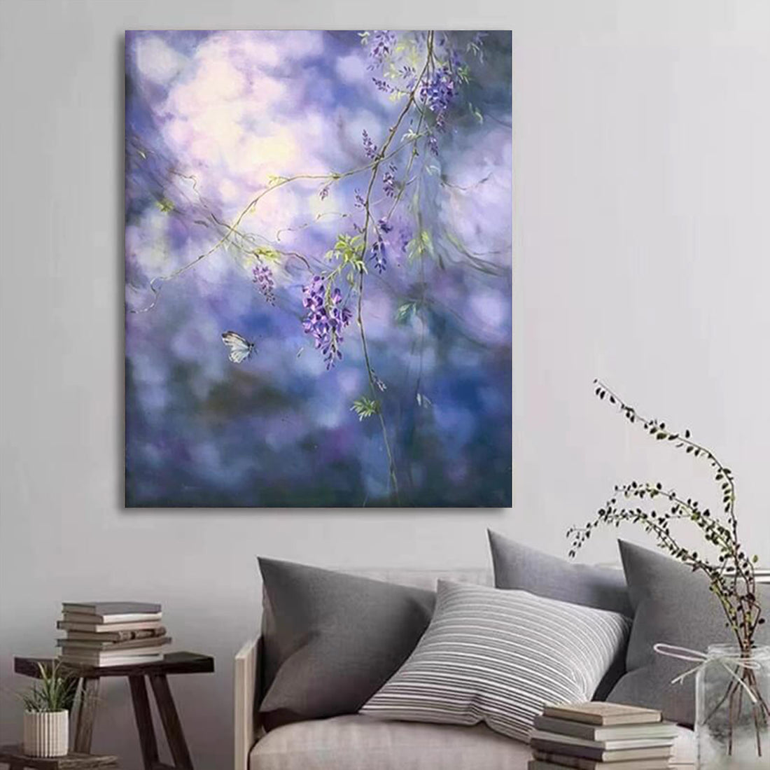 Purple Flower Canvas Oil Painting Wall Art Decor #GLF1780