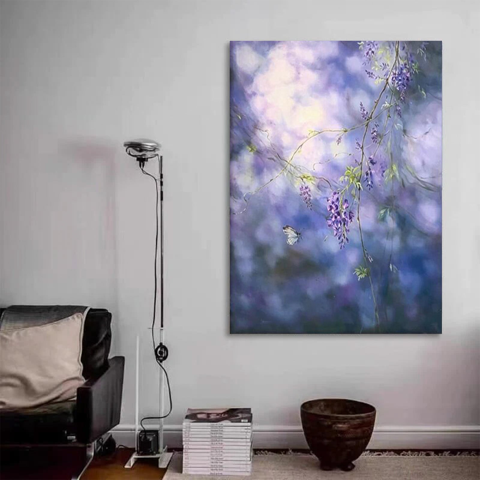 Purple Flower Canvas Oil Painting Wall Art Decor #GLF1780