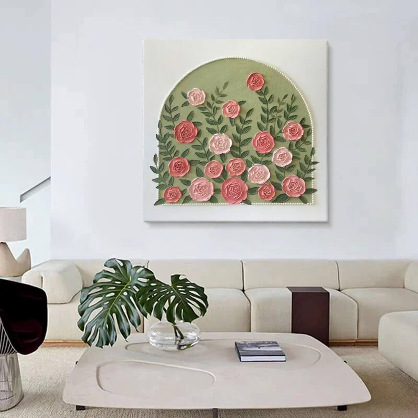 Rose 3D Thick-Textured Canvas Oil Painting Wall Art Decor #GLF1778
