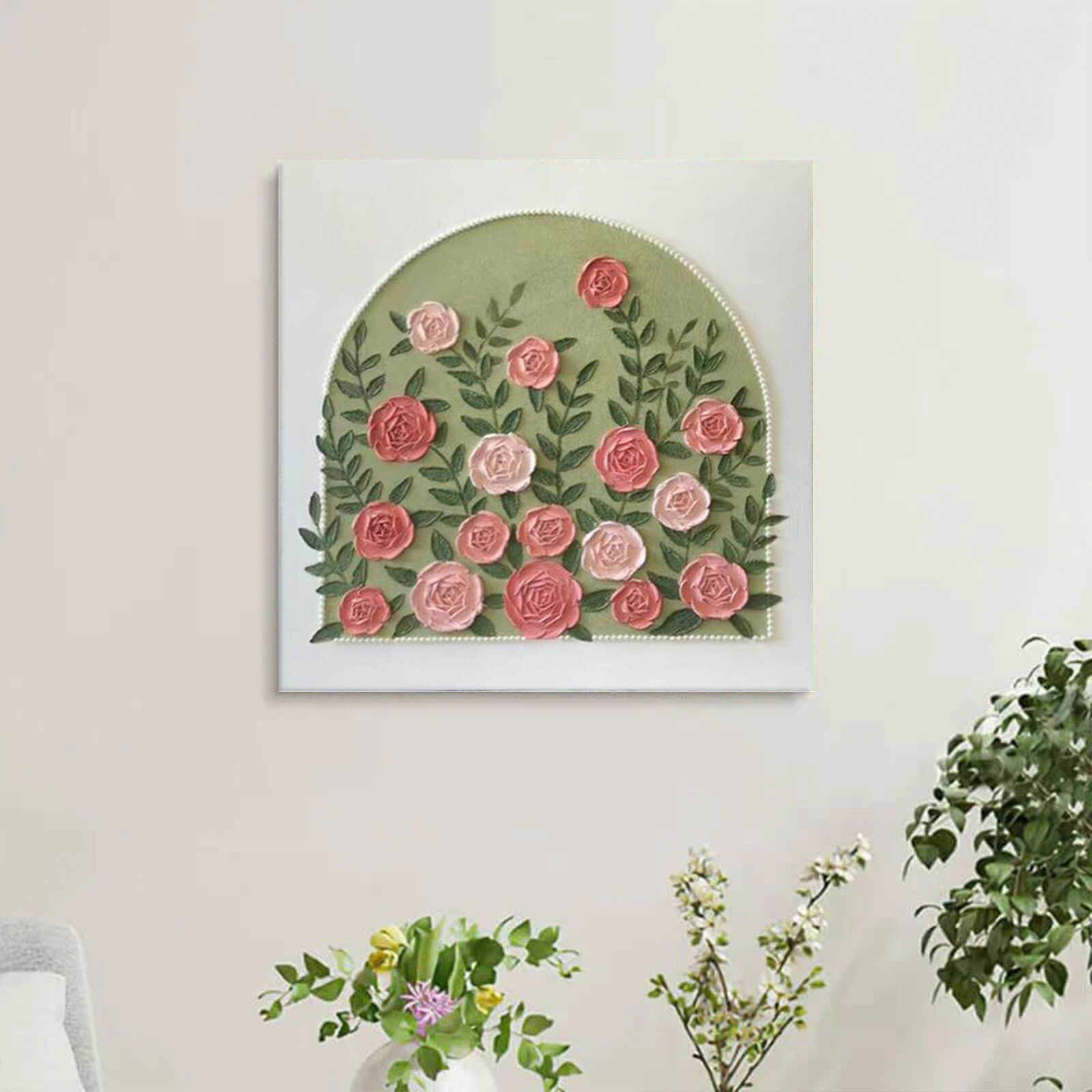 Rose 3D Thick-Textured Canvas Oil Painting Wall Art Decor #GLF1778