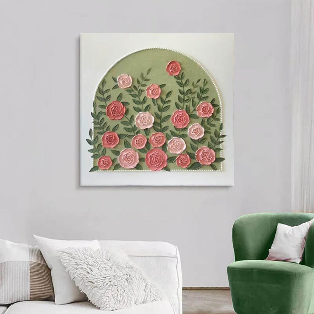 Rose 3D Thick-Textured Canvas Oil Painting Wall Art Decor #GLF1778